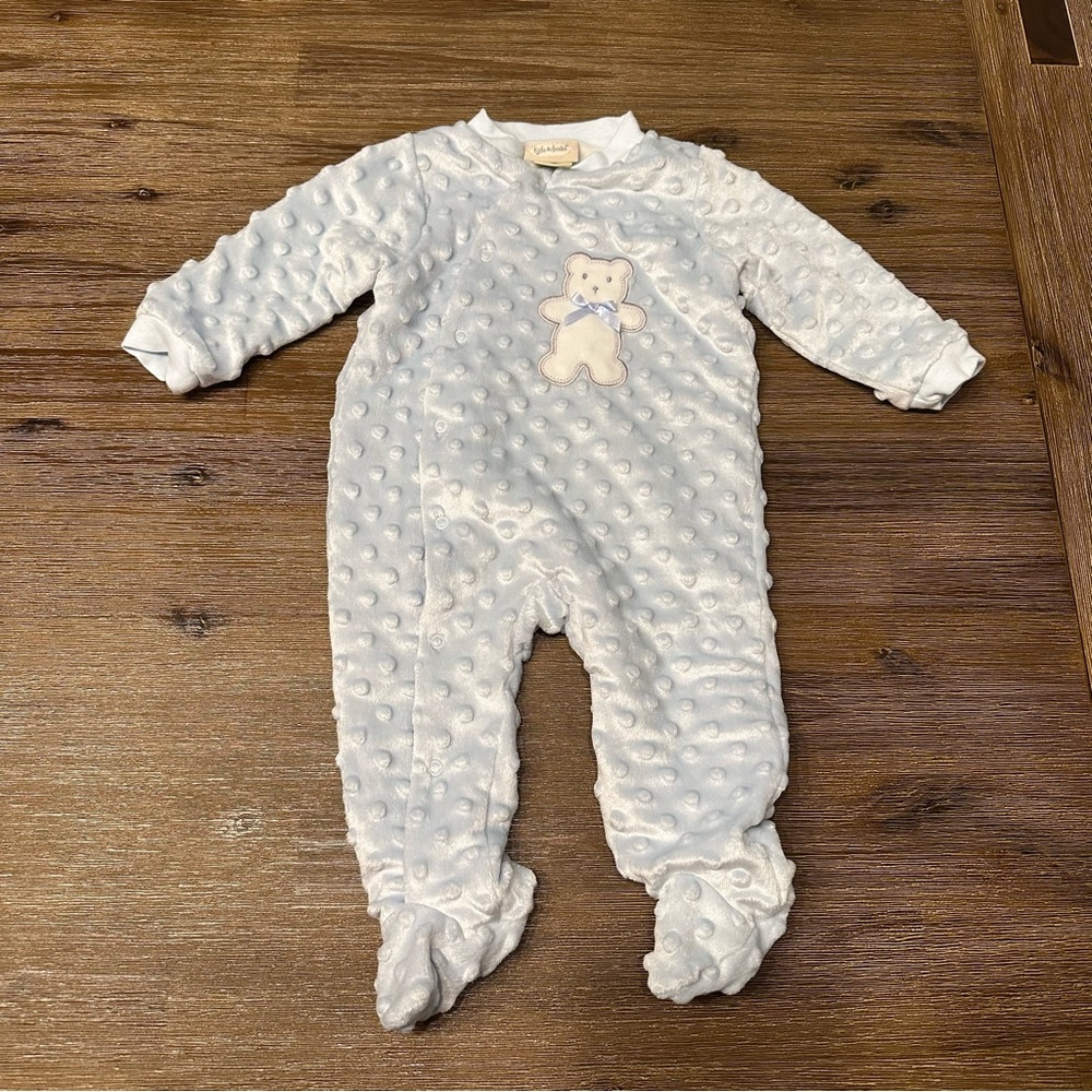 Adorable Light Blue Bear Baby Footie size 3-6 months